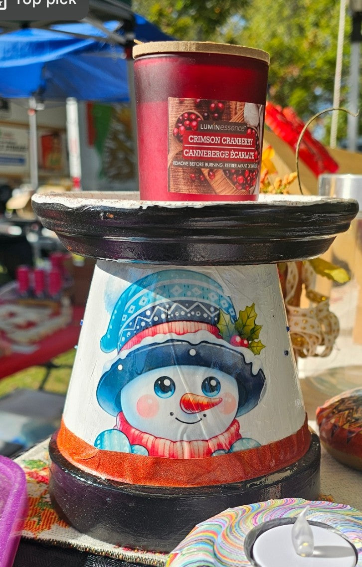 snowman candle holder